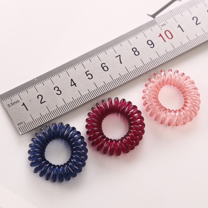 10pcs/lot Women Transparent Elastic Spiral Shape Hair Rope Telephone Wire Hair Ties Ponytail Holder