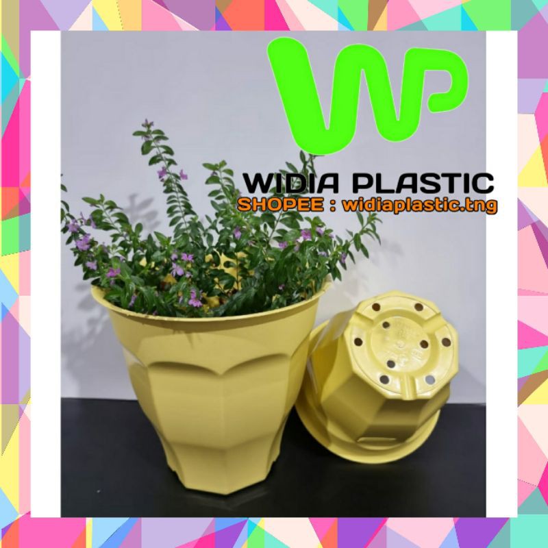 POT BUNGA POT TINGGI KUNING-Pot Tanaman 25cm