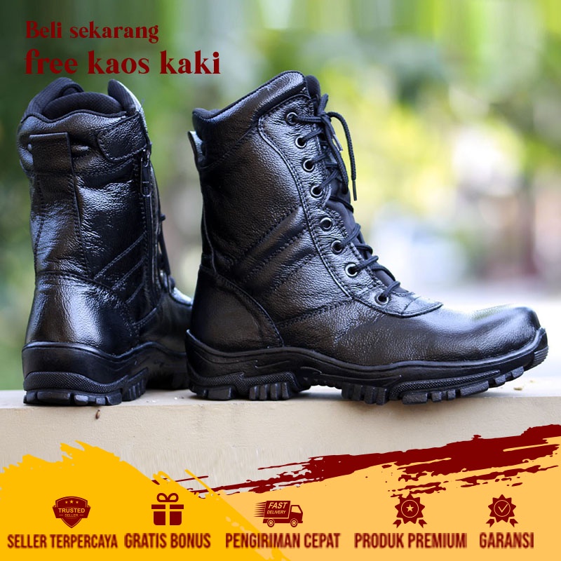 SEPATU PDL TNI POLRI SATPAM POLPP MEREK BUKAN BOA PARABELLUM TANPA TALI PUTAR ASLI PAKAI RESLETING