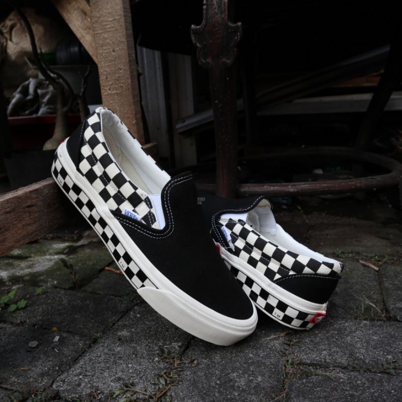 Jual Vans Slip On Sidewall Checkerboard Black White Original | Shopee ...