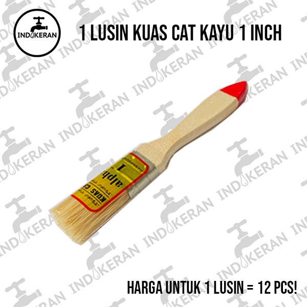 INDOKERAN - 1 Inch - Grosir Lusin Kuas Cat Tembok Serbaguna Gagang Kayu - High Quality