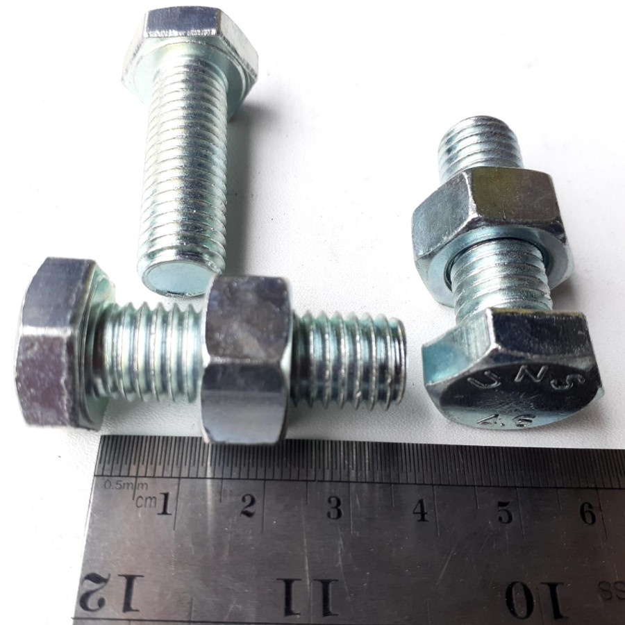 BAUT MUR PUTIH M12 X 35 / BMP M12X35 / BAUT M12X35 PUTIH BMP M12 X 35 KUNCI 19