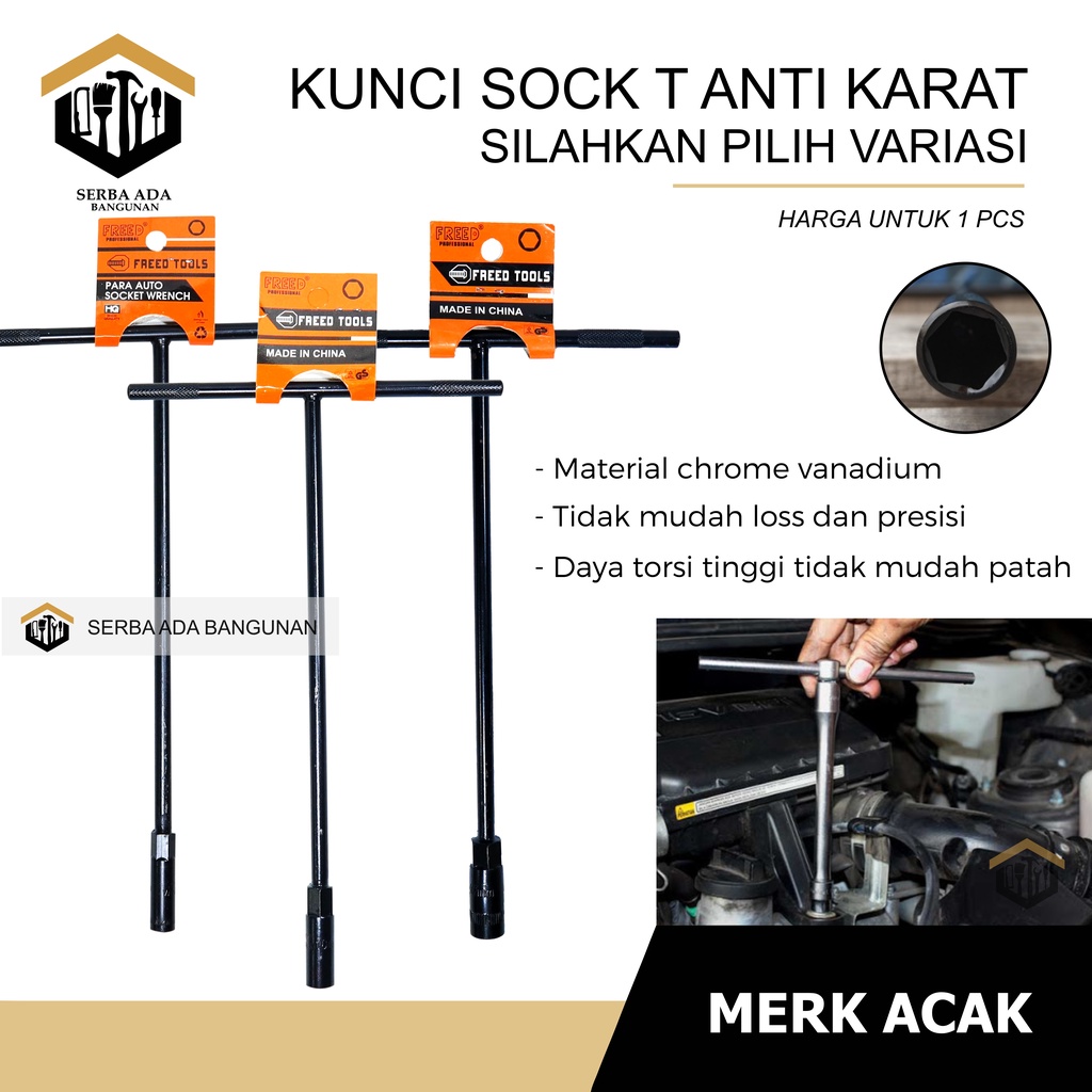 KUNCI T FREED / KUNCI SOCK FREED TOOLS BAGUS / KUNCI T HARGA SATUAN 8,10,12,14mm