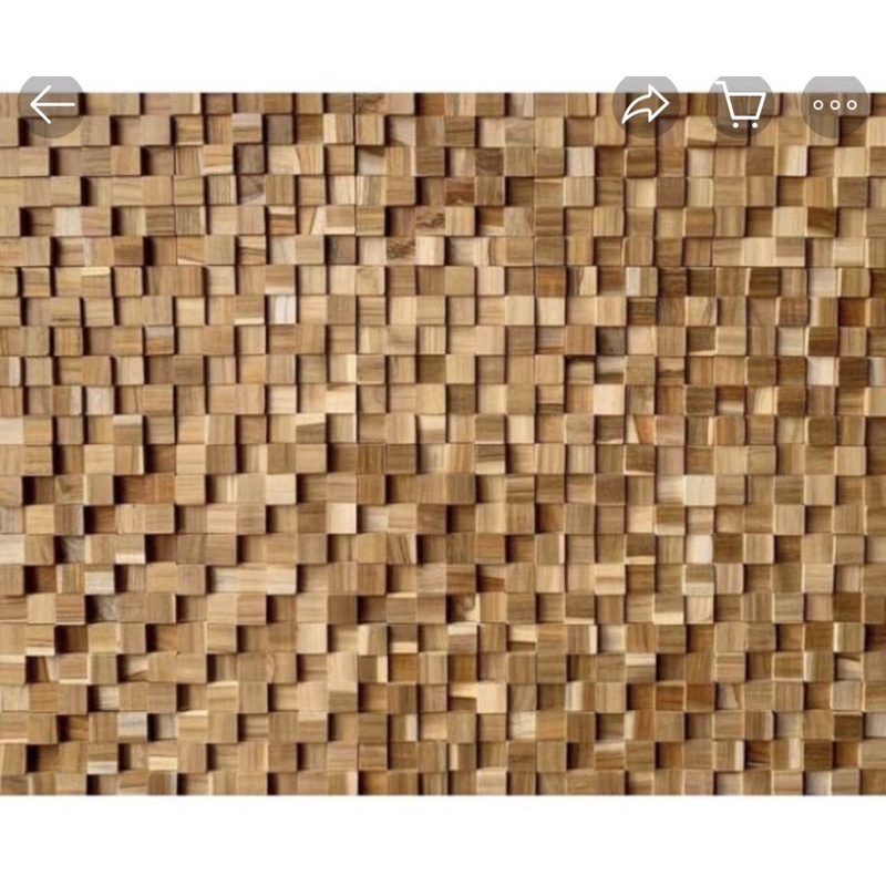 panel dinding kayu jati motif cube/kotak