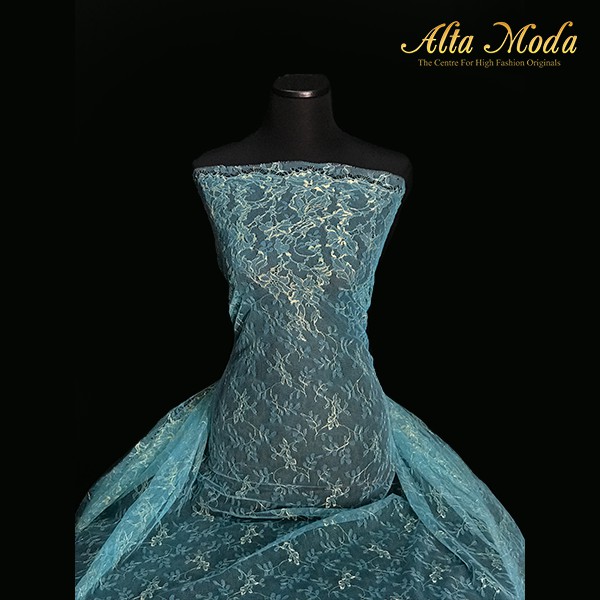 

Alta Moda Brokat Perancis Urat Emas Biru