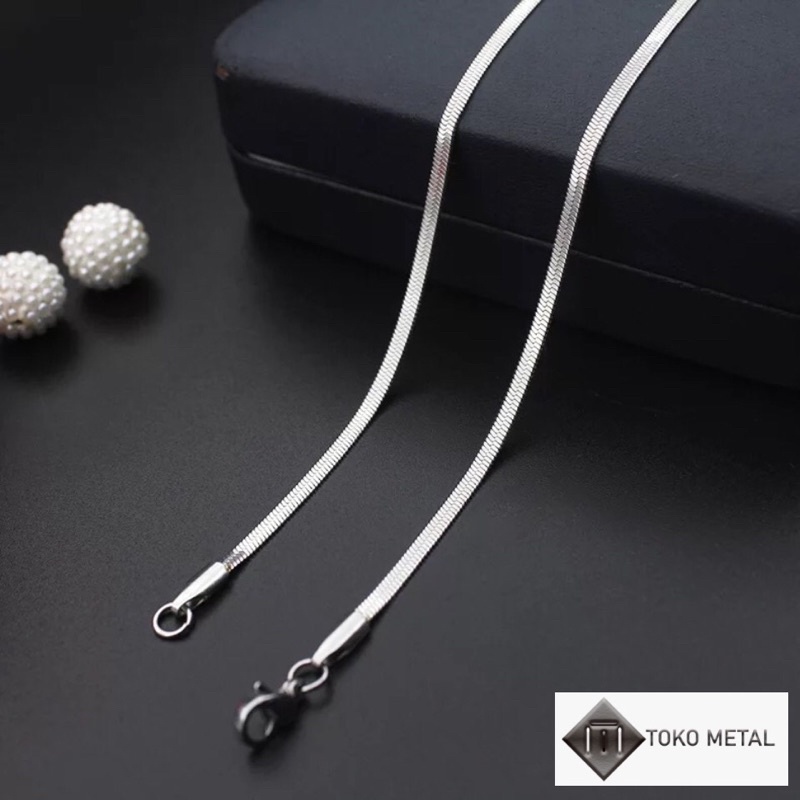 Kalung Titanium Pipih Pria dan Wanita Anti karat 3 mm [Toko Metal ]