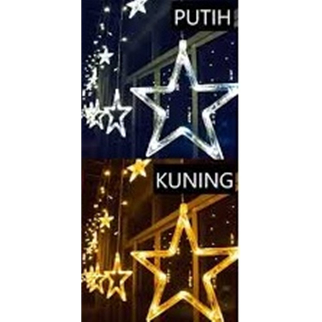 Lampu Dekorasi Tumblr Bintang Besar Panjang 2,5meter LED Light Hias Cahaya Putih dan Kuning