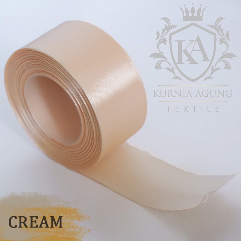 Pita Satin 4cm / 1 1/2 Inch 1 Roll Ukuran Besar Warna Pastel /Pita Kado Bungkus Hampers Souvenir DIY Panjang 25yard/22meter