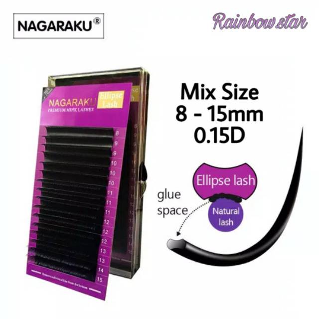 NAGARAKU Premium Ellipse Lash Mix Size 0.15C / 0.20D