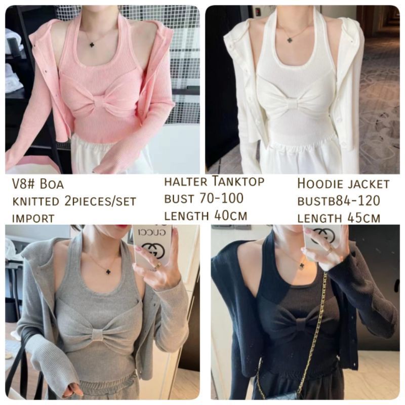 MDLV ~ V8 BOA KNITTED SET (2PCS) TOP + OUTER RAJUT PREMIUM ATASAN RAJUT IMPORT FASHION IMPORT WANITA