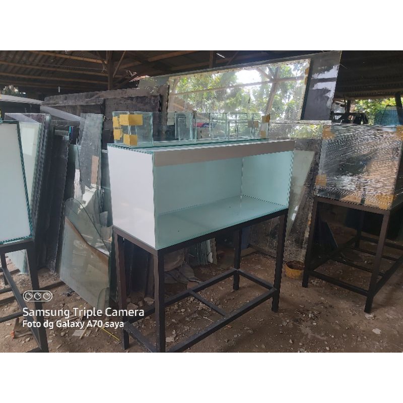 aquarium 100x40x40 kaca full 8mili+full set