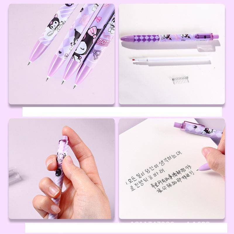 5pcs / Set Pulpen Gel 0.5mm Motif Kartun Sanrio Mymelody Kuromi Cinnamoroll Untuk Stationery Sekolah