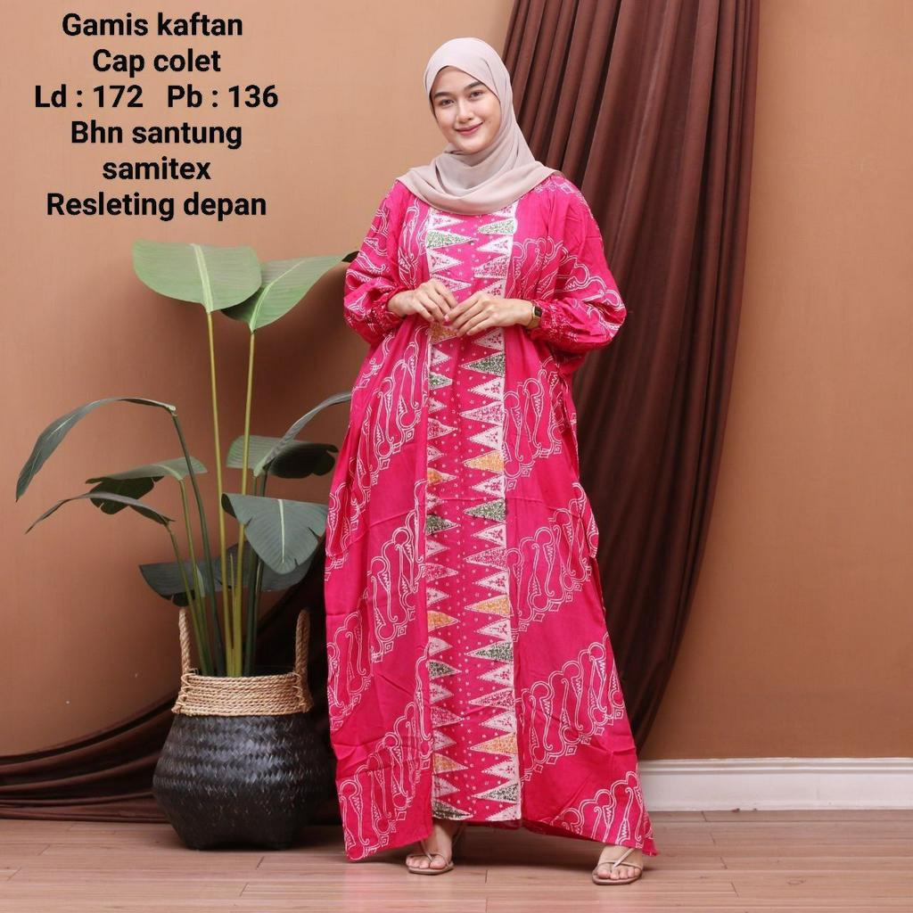 GAMIS KAFTAN CAP SUPER JUMBO LD 178 PB 133 RESLETING DEPAN BAHAN SANTUNG ADEM BERKUALITAS.