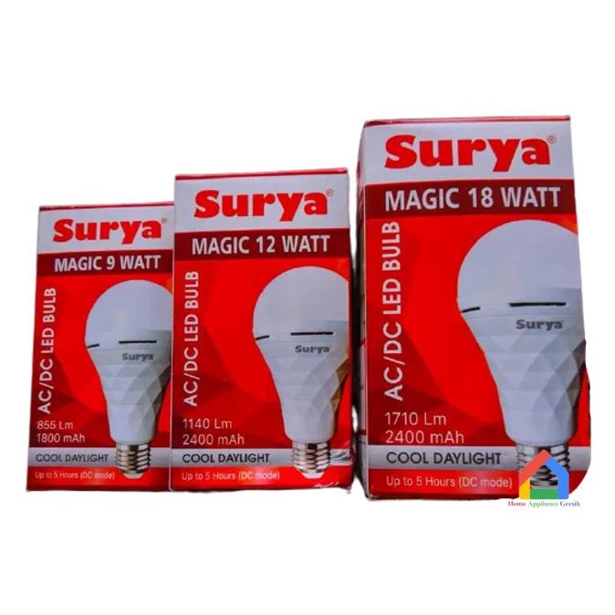 Lampu Bohlam Emergency LED Surya Magic 9W 12W 18W Cahaya Putih Auto On Mati Lampu Original