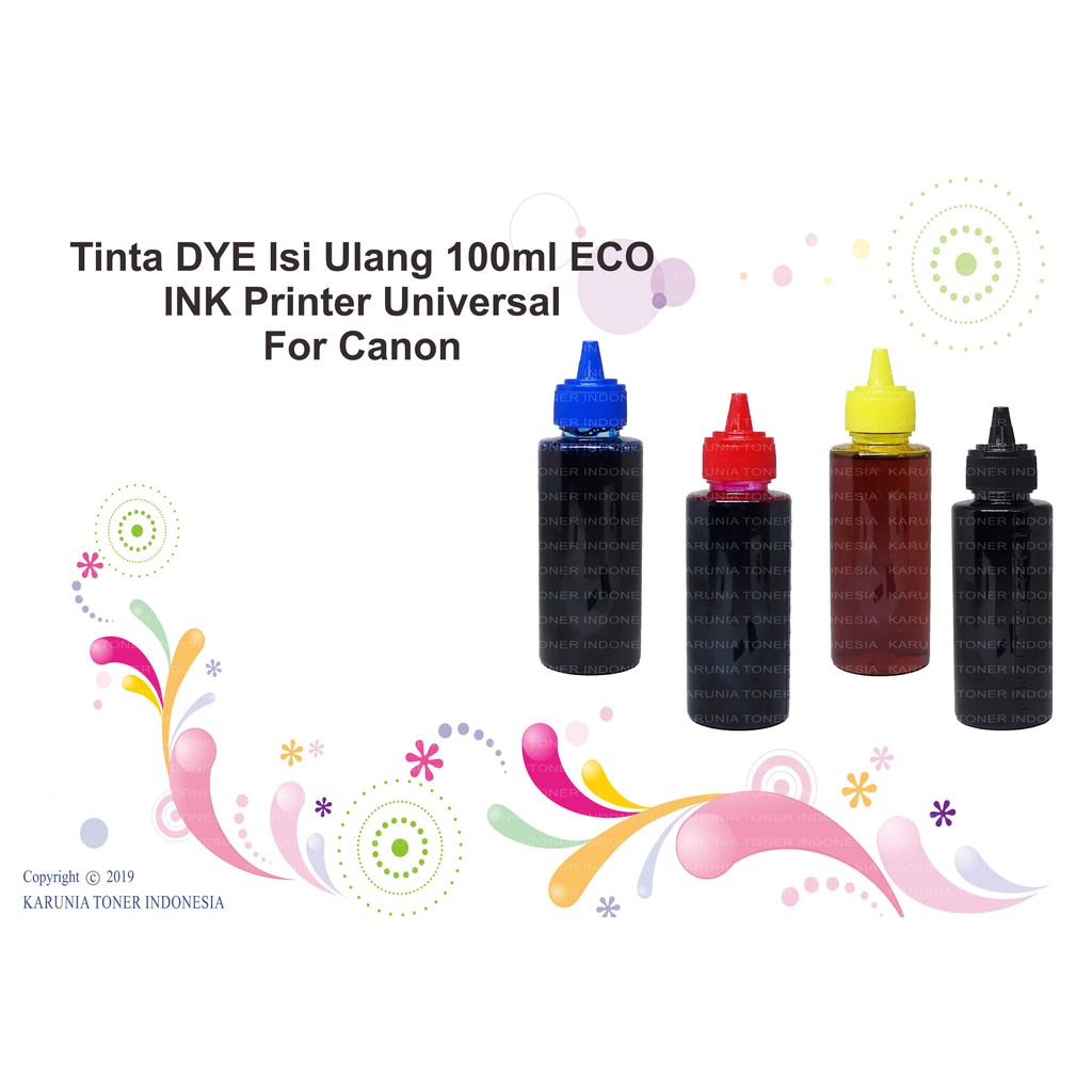 Tinta DYE Isi Ulang 100ml ECO INK Printer Universal For Canon Cyan Magenta Yellow