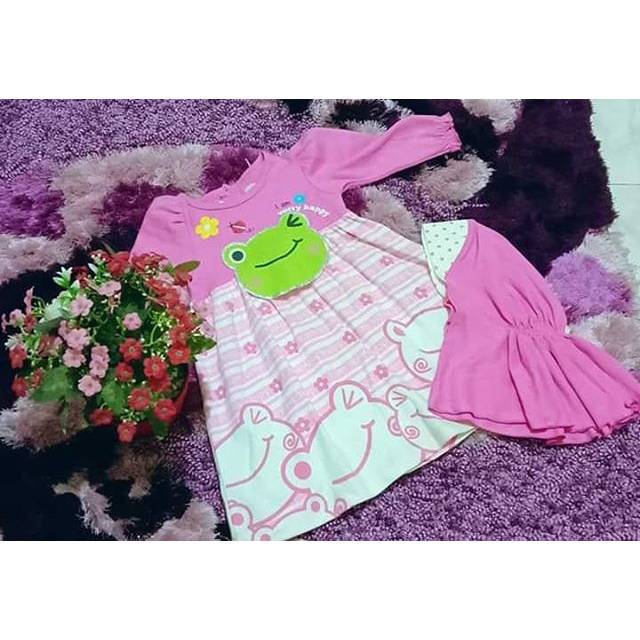 Gamis anak pink kodok kode baju 15 ex disply