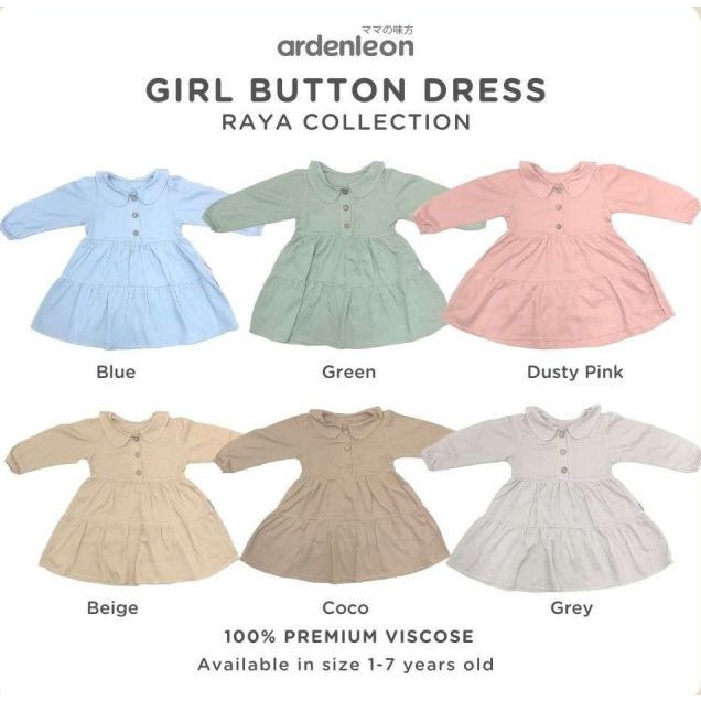 Makassar ! Button Dress Girl Ardenleon Raya Collection