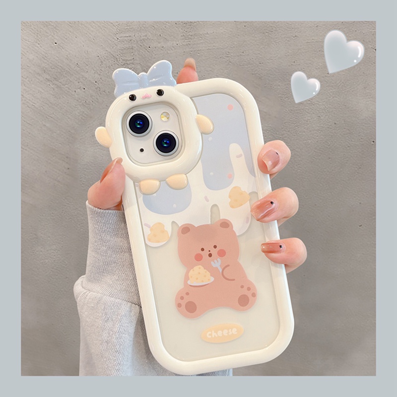 Soft Case TPU Transparan Motif Beruang Untuk Compatible for iPhone 14 13 12 11 Pro Max Xr Xs Max iPhone 8 7 6 6s Plus Bear Phone Case Clear Silicone Anti-Scratch Handphone Hard Case Shockproof Soft TPU Protective Cover Casing