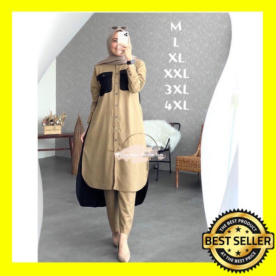 Titania Set / Setelan Kombinasi Tutu / One Set / Daily Set / Setelan Tunik | New Arival Lengan Panja