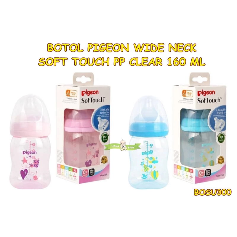 BOSU300 BOTOL SUSU PIGEON SOFT TOUCH PP CLEAR WIDE NECK 160 ML