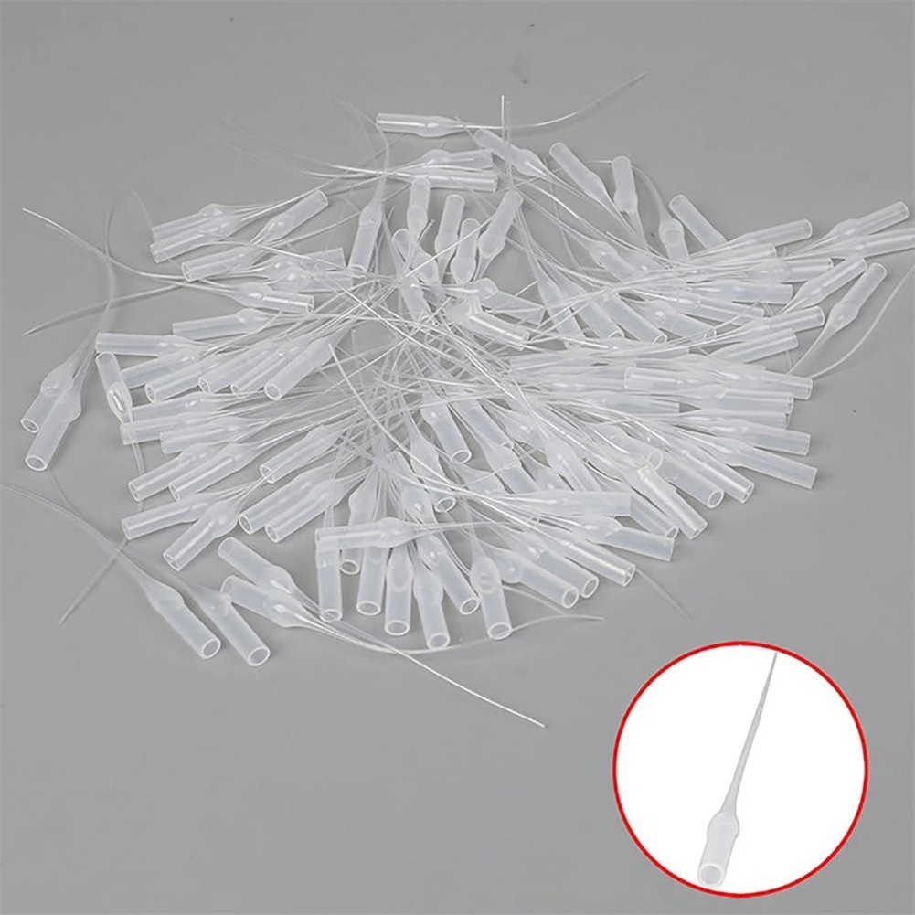 ღ 100 Pcs/Tas Lem Mikro Tips Plastik Botol Lem Tips Lem Extender Presisi Aplikator Menjatuhkan Tabung Nozzle Lab Perekat dispenser Extender untuk Kerajinan