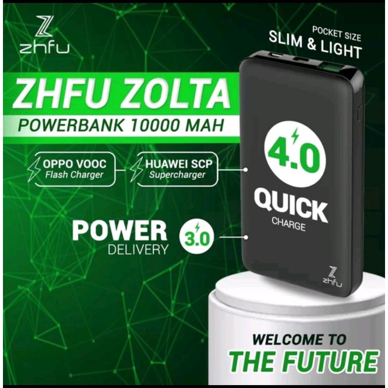 ZHFU ZOLTA POWERBANK 10000 MAH QUICK CHARGE 4.0 POWER DELIVERY SPC VOOC POWERBANK