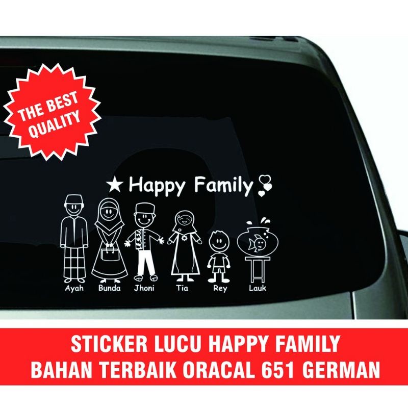STIKER MOBIL HAPPY FAMILY LUCU / Stiker Keluarga Warna-Warn stiker motor kaligrafii