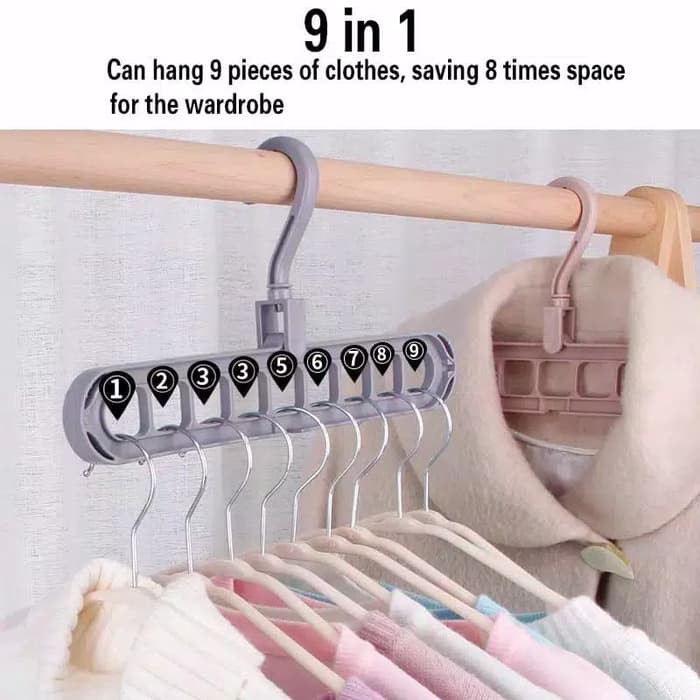 Magic Hanger 9 in 1 Gantungan Baju Lemari Pakaian MULTIFUNGSI