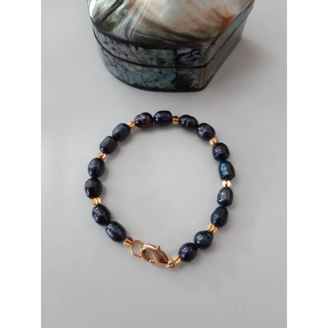 BERSERTIFIKAT GELANG FULL MUTIARA LOMBOK WARNA HITAM GELANG KESEHATAN