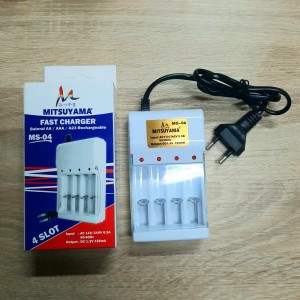 CHARGER BATERAI 4 SLOT MITSUYAMA MS-04 CHARGER BATERAI AA DAN A3 AUTHENTIC