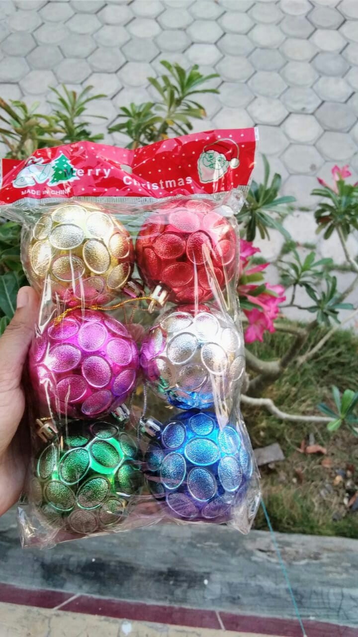 Bola Natal 6cm 6 Buah 1 Paket Hiasan Pohon Natal Dekorasi Natal