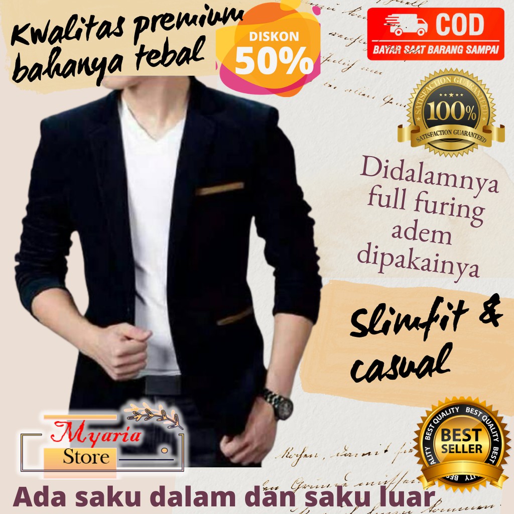 jas blezer pria, blezer korea, jas blezer pria casual, blezer pria hitam