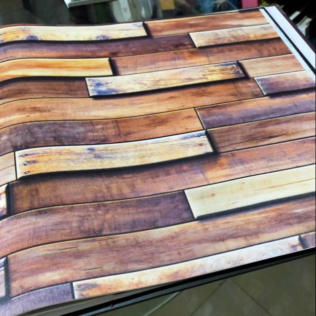 Wallpaper dinding motif 3d kayu
