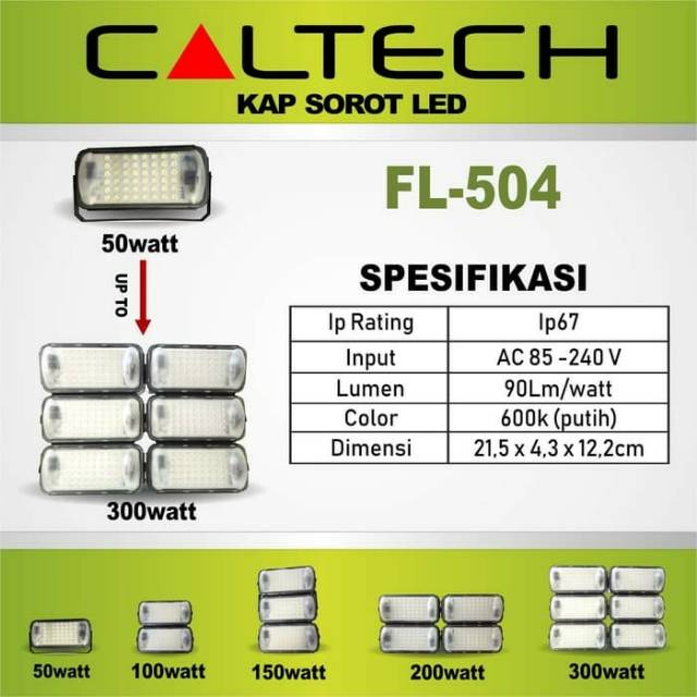 Lampu Sorot LED Caltech FL-504 AC 50W 6500K