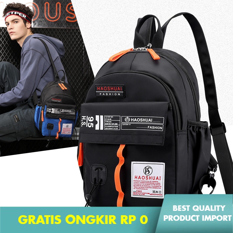 Tas Ransel Pria  Wanita Luar Ruangan  Multi Fungsional Tahan Air  Dada  Selempang Kontras Warna Olah