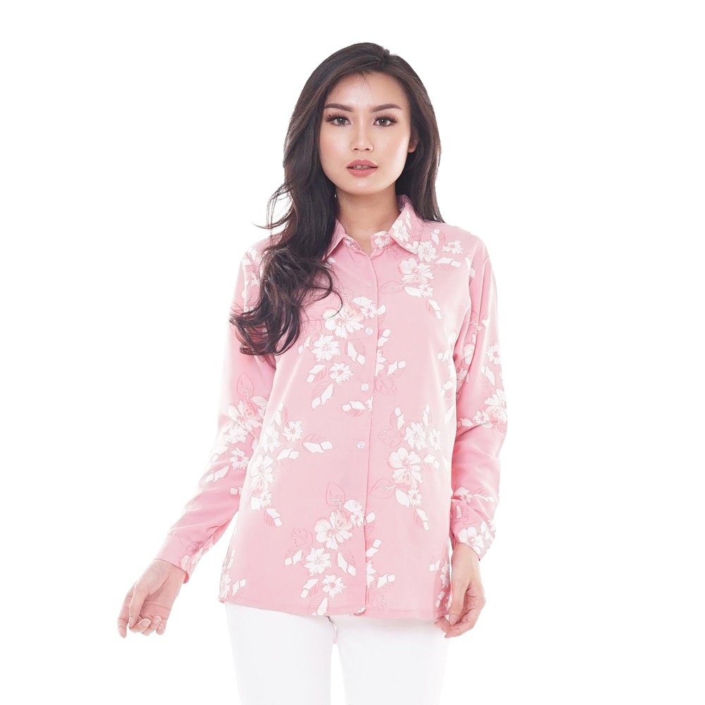 Yovela Kemeja Wolfis Marla Top Pink/Kemeja Formal/All Size/Fashion Women Top Tshirt