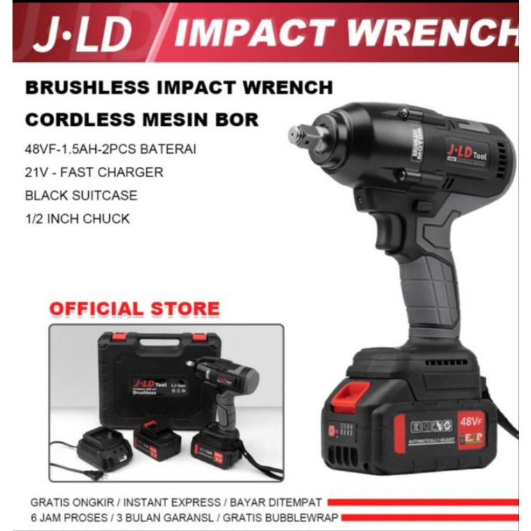 Impact Wrench Cordless JLD Torsi 550nm - Bor buka baut -Power Tools