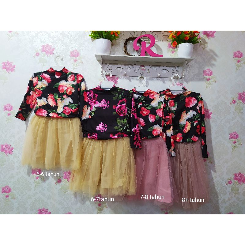 OL501 Setelan Rok Tutu anak Import junior 5-8 tahun