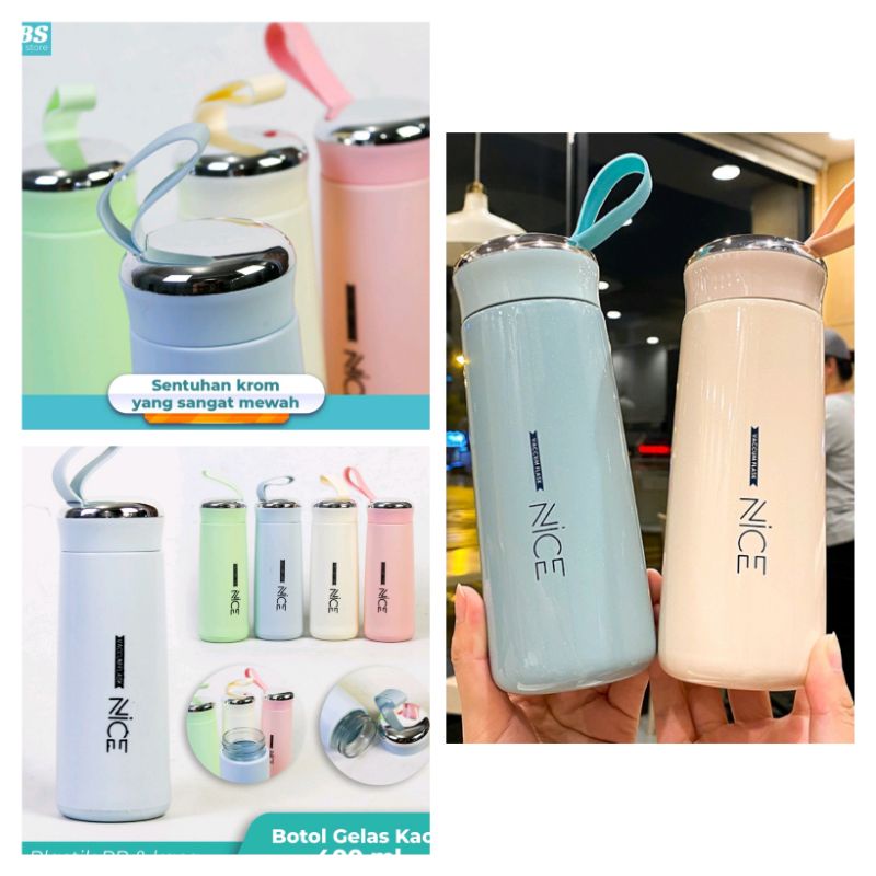 BISA COD botol minum  kaca nice 400ml