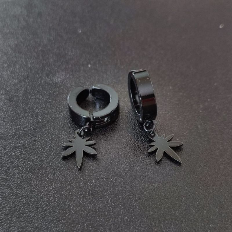 1pcs anting pria wanita stainless steel warna hitam