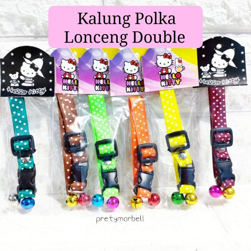 Kalung Kucing Polka Lonceng 12mm Double Murah