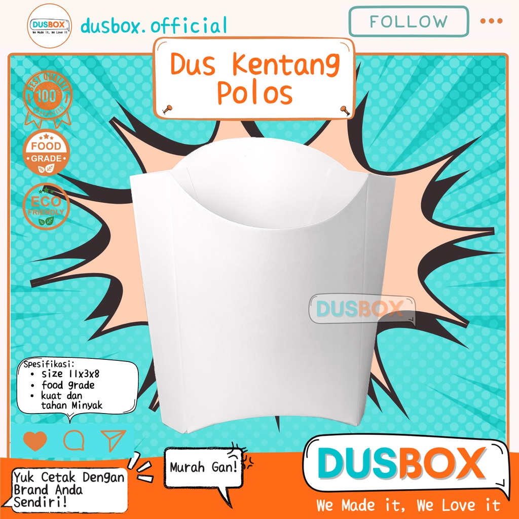 Box Kentang Goreng Polos ,Dus Kentang Goreng, Kemasan Kentang Goreng, Dus French Fries