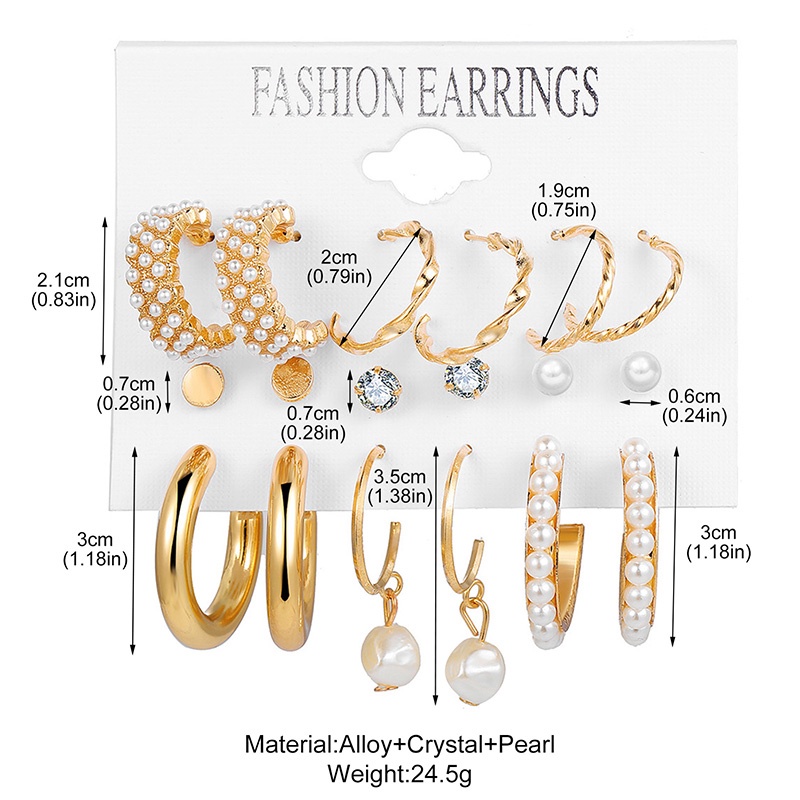 12pcs / Set Anting Stud Desain Kupu-Kupu Mutiara Warna Emas Gaya Retro Korea Untuk Wanita