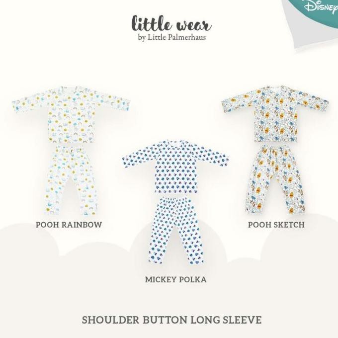 LITTLE WEAR BUTTON SHOULDER LONG SLEEVE - POOH RAINBOW, 1-2Y 2307