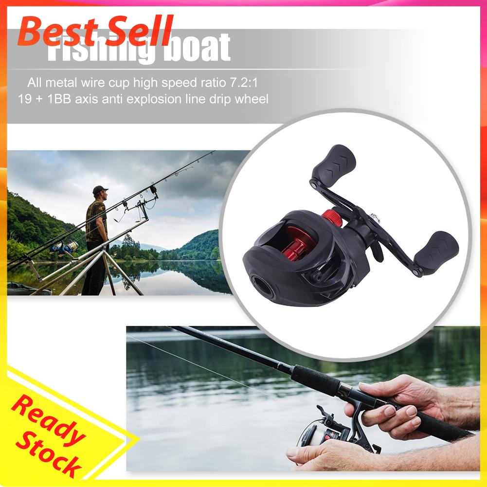 Reel Pancing Baitcasting 19 + 1BB 7.2 / 1 Kecepatan Rasio 8kg Max Drag Untuk Air Laut