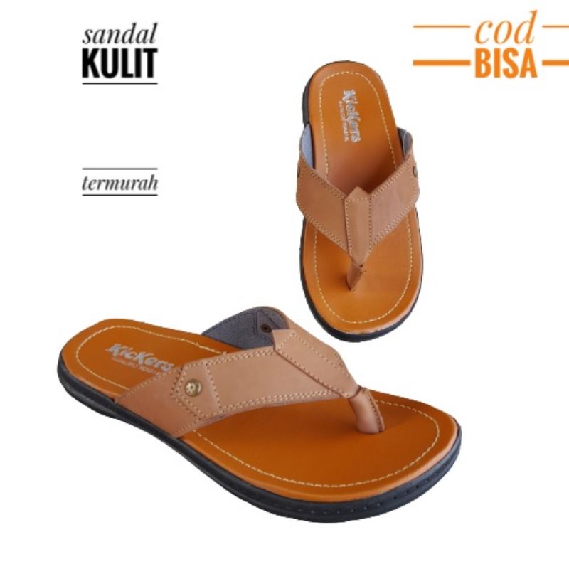 Sandal kulit pria/ sandal jepit kulit terbaru/ sandal kulit murah /sandal COD/ bayar di tempat