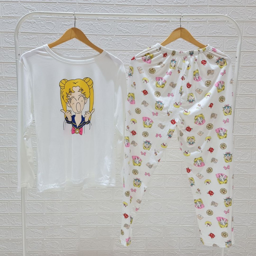 3533 kaos pajamas long sailor moon one set import big baju tidur