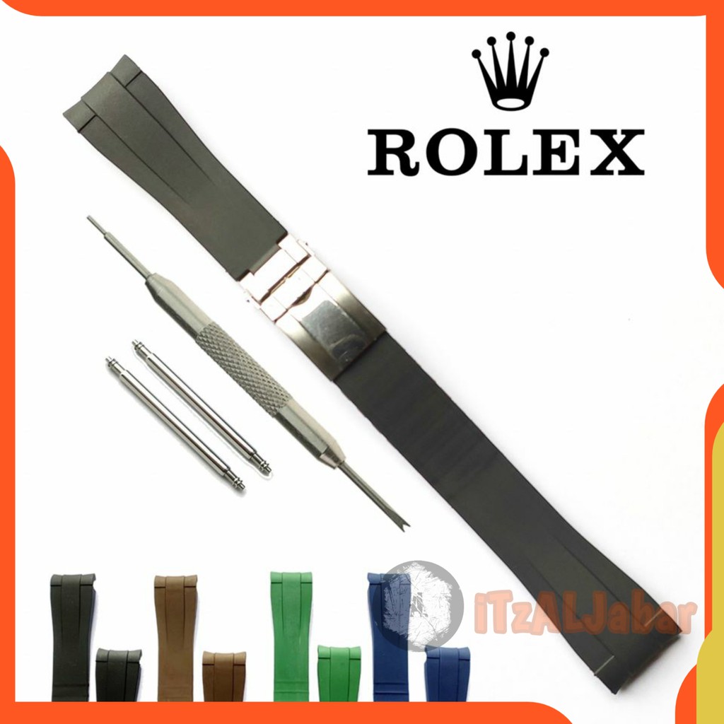 Tali jam tangan Rolex rubber strap 20mm full set Tali jam Rolex 20 mm - Hitam