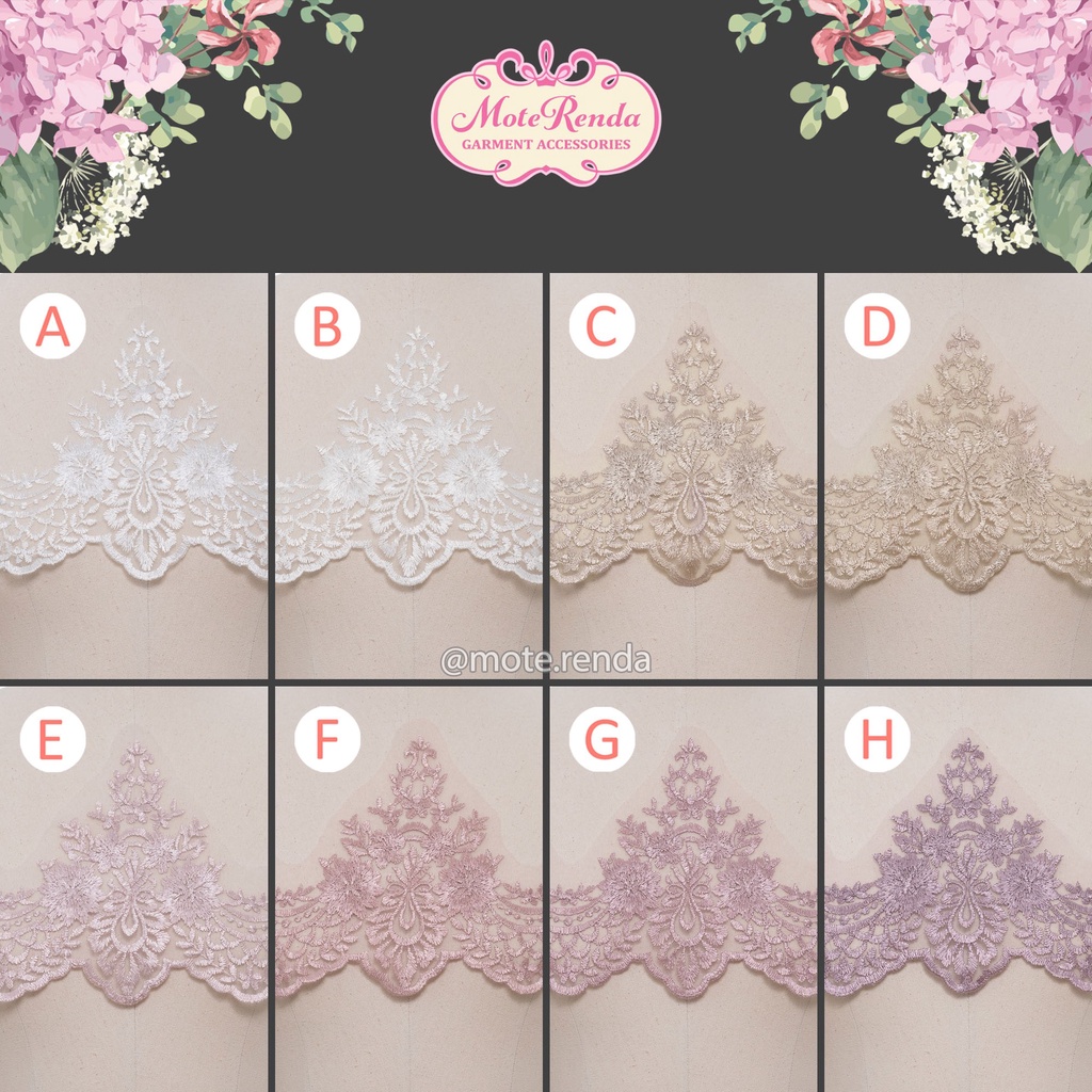 Renda lace, lebar 18cm (harga per 50cm) kode 5LKB1801