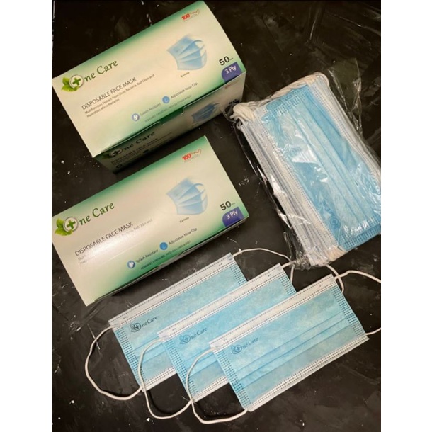 MASKER EARLOOP  3 PLY DISPOSABLE WARNA BIRU ISI ± 50 PCS PER BOX MURAH BANJARMASIN